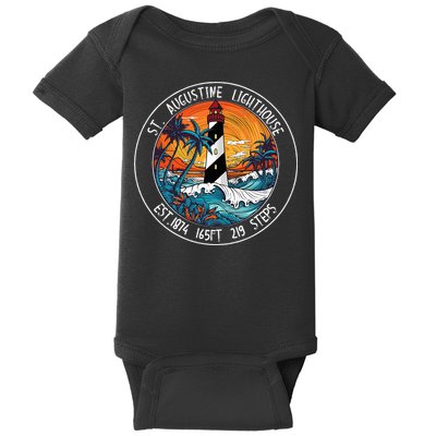 St. Augustine Lighthouse Florida Retro Sunset Palm Trees Baby Bodysuit