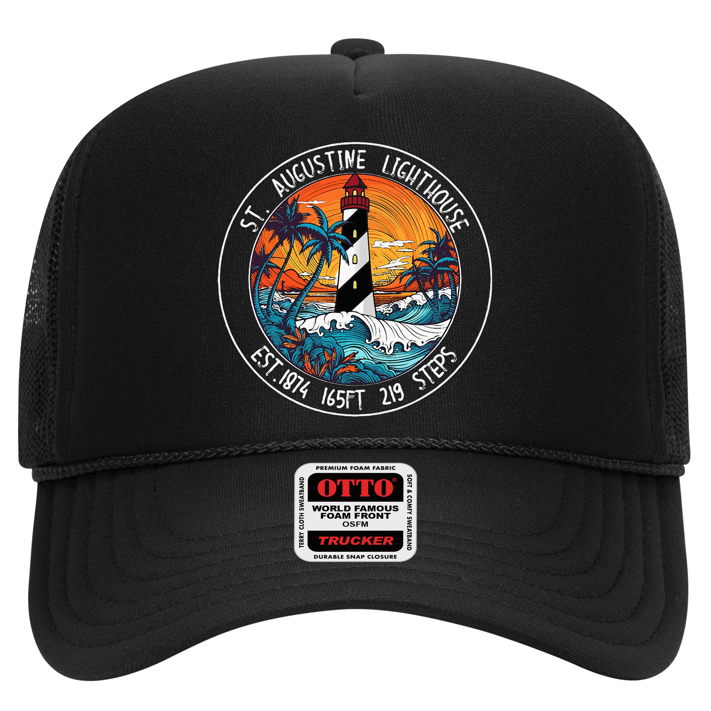 St. Augustine Lighthouse Florida Retro Sunset Palm Trees Hat