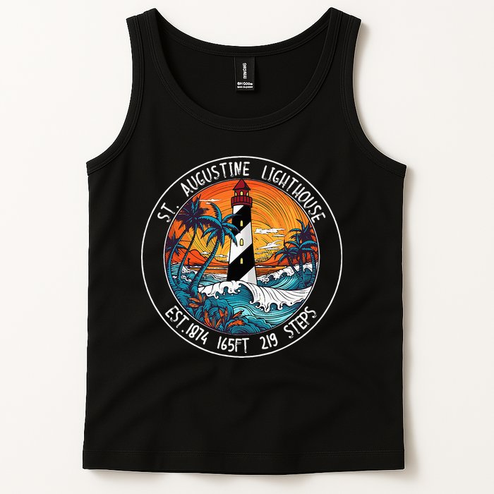 St. Augustine Lighthouse Florida Retro Sunset Palm Trees Tank Top