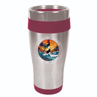 St. Augustine Lighthouse Florida Retro Sunset Palm Trees 16oz Travel Tumbler
