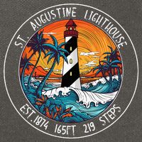 St. Augustine Lighthouse Florida Retro Sunset Palm Trees Cotton Canvas Backpack