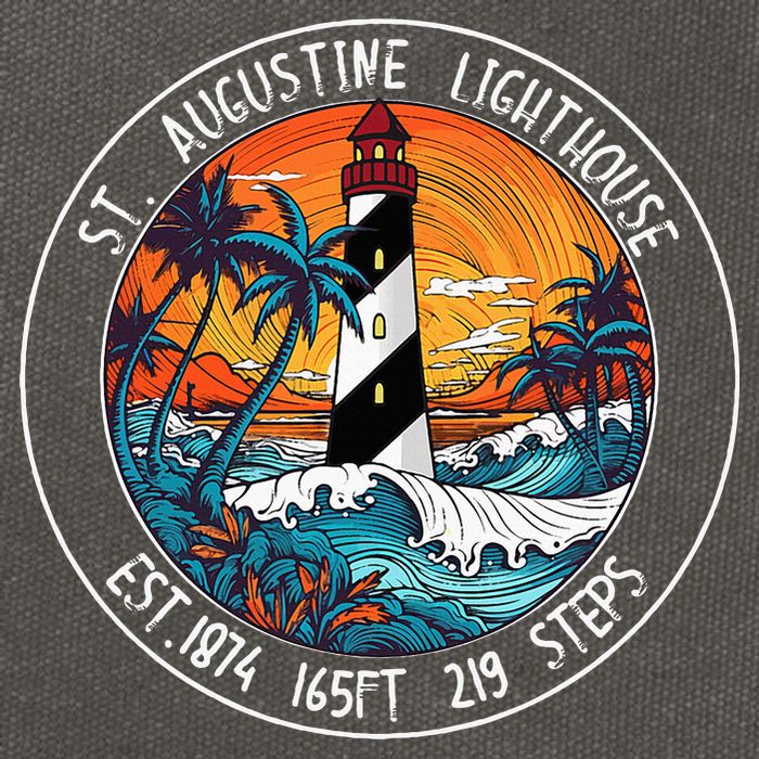 St. Augustine Lighthouse Florida Retro Sunset Palm Trees Cotton Canvas Backpack