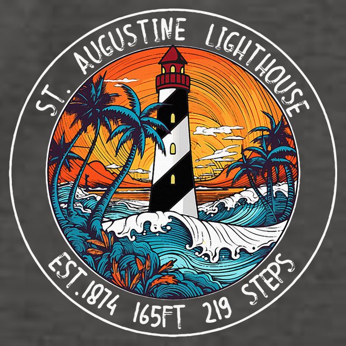 St. Augustine Lighthouse Florida Retro Sunset Palm Trees Vector Backpack