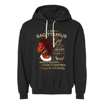 Sagittarius Afro Locs Zodiac Signs Birthday Gift Garment-Dyed Fleece Hoodie