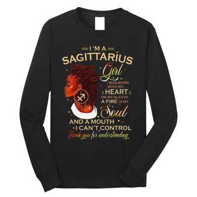 Sagittarius Afro Locs Zodiac Signs Birthday Gift Long Sleeve Shirt