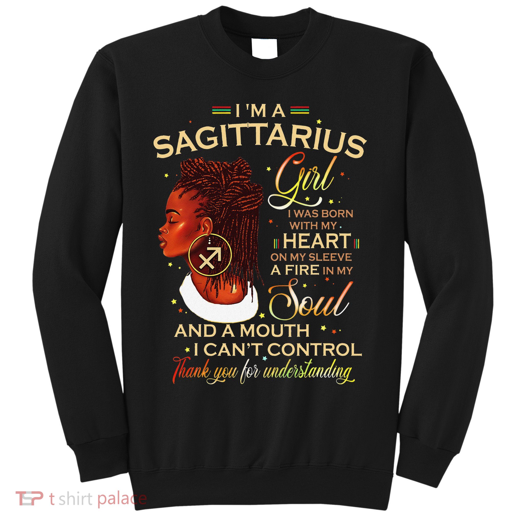 Sagittarius Afro Locs Zodiac Signs Birthday Gift Sweatshirt