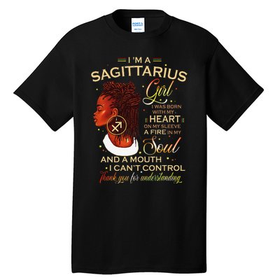 Sagittarius Afro Locs Zodiac Signs Birthday Gift Tall T-Shirt