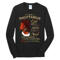 Sagittarius Afro Locs Zodiac Signs Birthday Gift Tall Long Sleeve T-Shirt