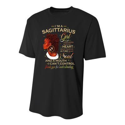 Sagittarius Afro Locs Zodiac Signs Birthday Gift Youth Performance Sprint T-Shirt