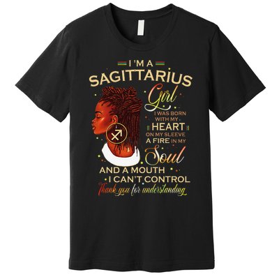 Sagittarius Afro Locs Zodiac Signs Birthday Gift Premium T-Shirt