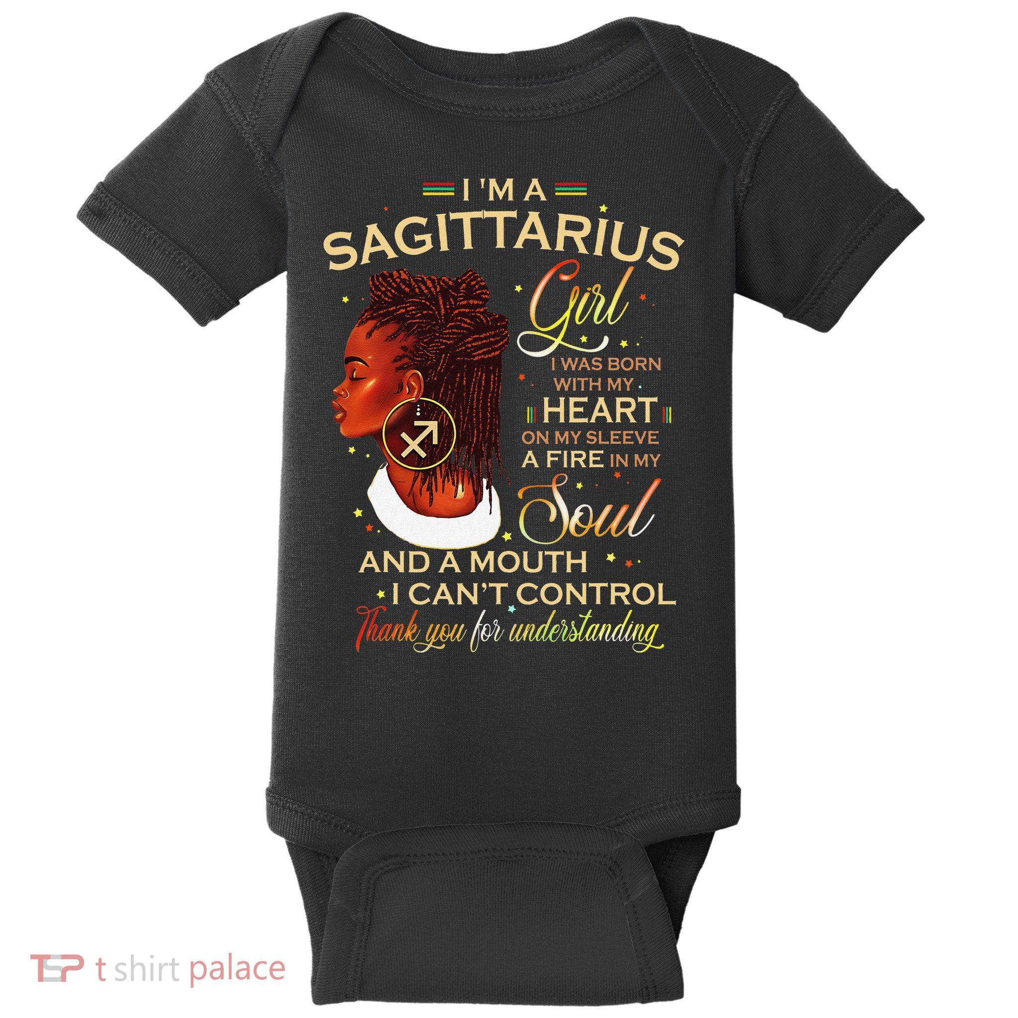 Sagittarius Afro Locs Zodiac Signs Birthday Gift Baby Bodysuit