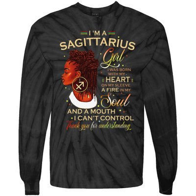 Sagittarius Afro Locs Zodiac Signs Birthday Gift Tie-Dye Long Sleeve Shirt