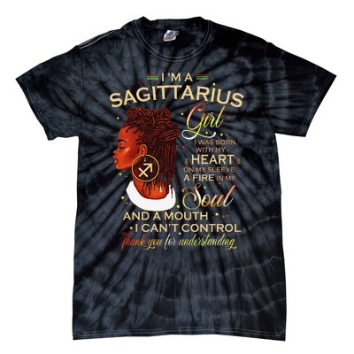 Sagittarius Afro Locs Zodiac Signs Birthday Gift Tie-Dye T-Shirt