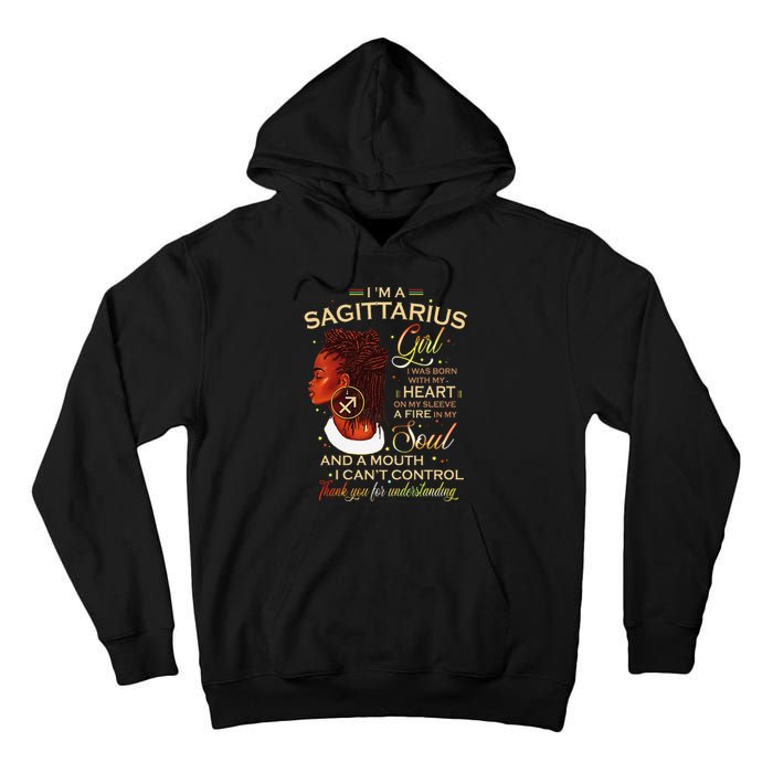 Sagittarius Afro Locs Zodiac Signs Birthday Gift Tall Hoodie