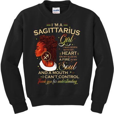 Sagittarius Afro Locs Zodiac Signs Birthday Gift Kids Sweatshirt