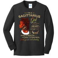 Sagittarius Afro Locs Zodiac Signs Birthday Gift Kids Long Sleeve Shirt