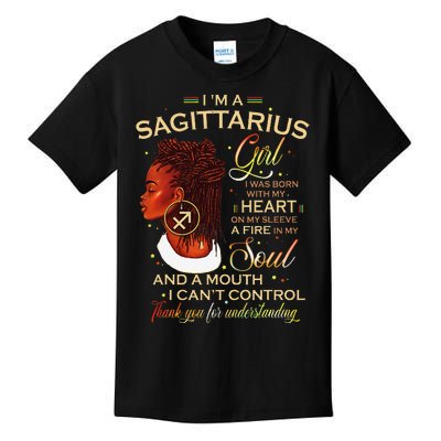 Sagittarius Afro Locs Zodiac Signs Birthday Gift Kids T-Shirt