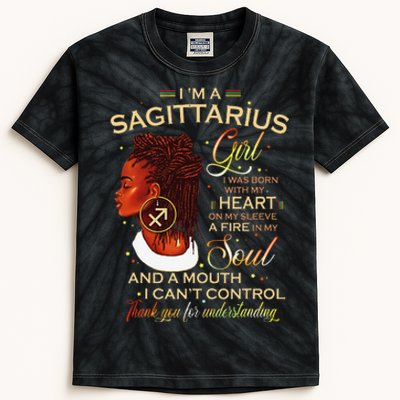 Sagittarius Afro Locs Zodiac Signs Birthday Gift Kids Tie-Dye T-Shirt