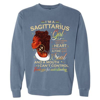 Sagittarius Afro Locs Zodiac Signs Birthday Gift Garment-Dyed Sweatshirt