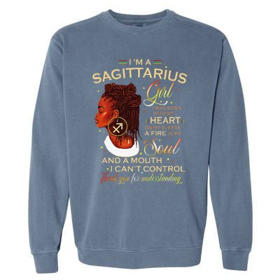 Sagittarius Afro Locs Zodiac Signs Birthday Gift Garment-Dyed Sweatshirt