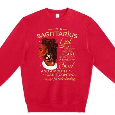 Sagittarius Afro Locs Zodiac Signs Birthday Gift Premium Crewneck Sweatshirt