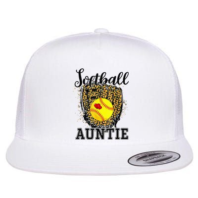 Softball Auntie Leopard Game Day Aunt Mor Softball Lover Flat Bill Trucker Hat