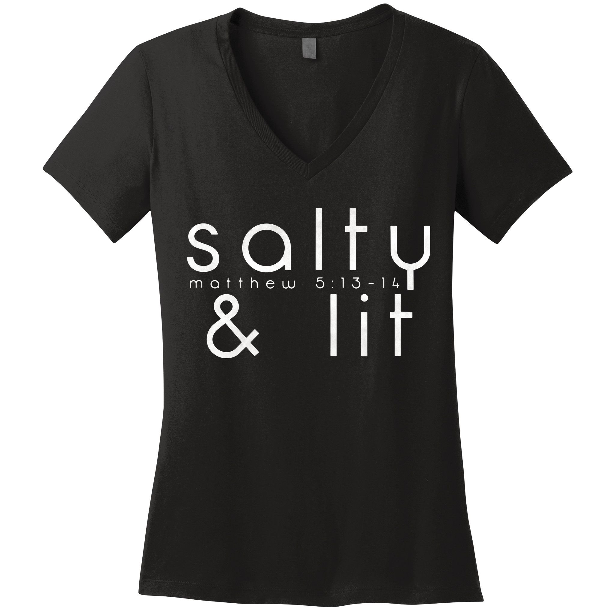 Salty And Lit Matthew 51314 Funny Christian Women's V-Neck T-Shirt