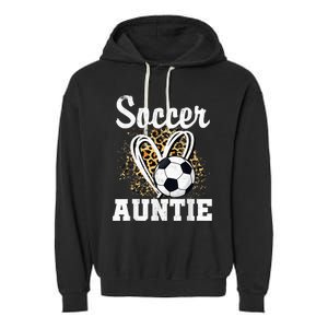 Soccer Auntie Leopard Heart Garment-Dyed Fleece Hoodie