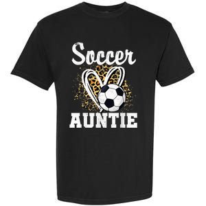 Soccer Auntie Leopard Heart Garment-Dyed Heavyweight T-Shirt