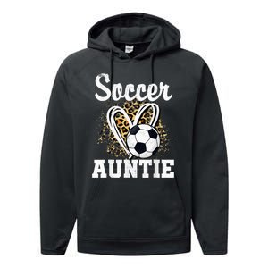 Soccer Auntie Leopard Heart Performance Fleece Hoodie