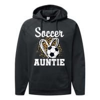 Soccer Auntie Leopard Heart Performance Fleece Hoodie