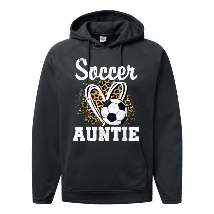 Soccer Auntie Leopard Heart Performance Fleece Hoodie