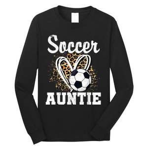 Soccer Auntie Leopard Heart Long Sleeve Shirt