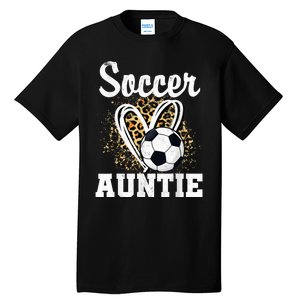 Soccer Auntie Leopard Heart Tall T-Shirt