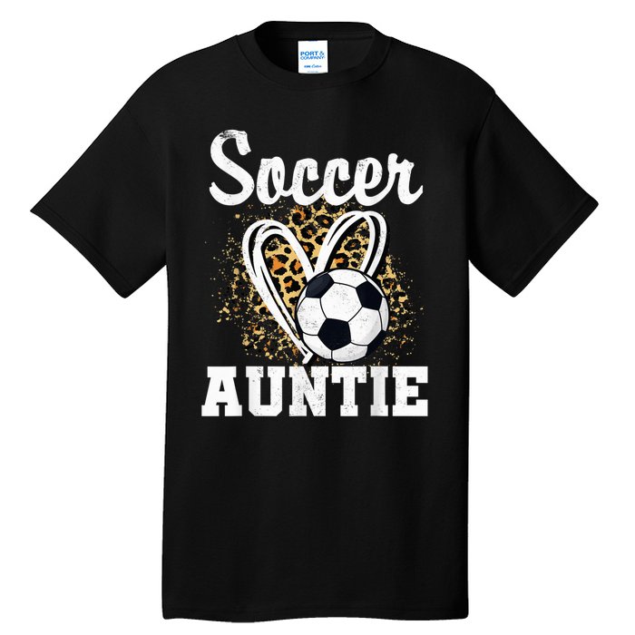 Soccer Auntie Leopard Heart Tall T-Shirt