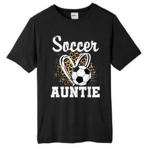 Soccer Auntie Leopard Heart Tall Fusion ChromaSoft Performance T-Shirt