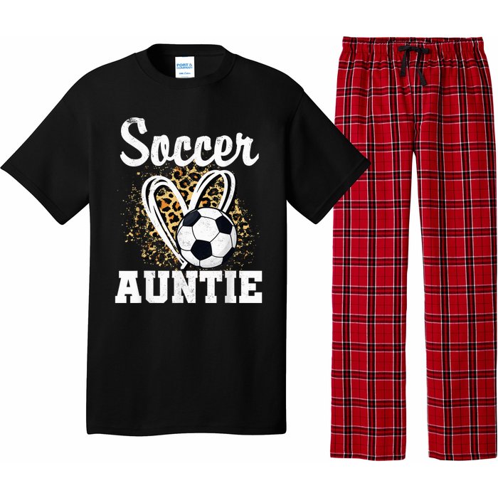 Soccer Auntie Leopard Heart Pajama Set