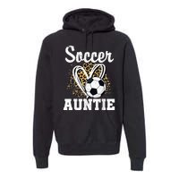 Soccer Auntie Leopard Heart Premium Hoodie