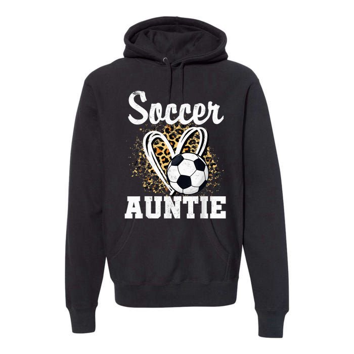 Soccer Auntie Leopard Heart Premium Hoodie