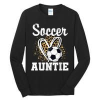 Soccer Auntie Leopard Heart Tall Long Sleeve T-Shirt