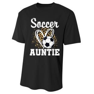 Soccer Auntie Leopard Heart Performance Sprint T-Shirt