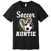 Soccer Auntie Leopard Heart Premium T-Shirt