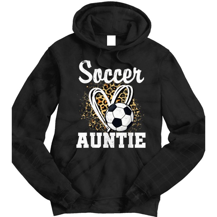 Soccer Auntie Leopard Heart Tie Dye Hoodie