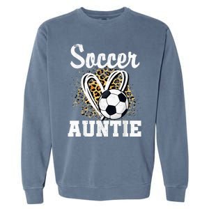 Soccer Auntie Leopard Heart Garment-Dyed Sweatshirt