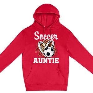 Soccer Auntie Leopard Heart Premium Pullover Hoodie