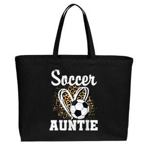 Soccer Auntie Leopard Heart Cotton Canvas Jumbo Tote