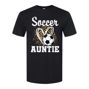 Soccer Auntie Leopard Heart Softstyle CVC T-Shirt