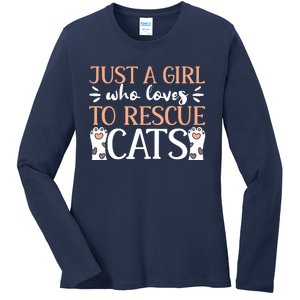 Shelter Animal Love Just A Girl Who Loves To Rescue Cats Ladies Long Sleeve Shirt