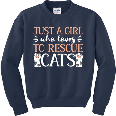 Shelter Animal Love Just A Girl Who Loves To Rescue Cats Kids Sweatshirt