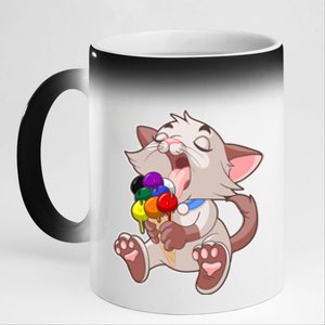 Straight Ally Lgbtq Ice Cream Cat Licking Cone Pocket Gay Cool Gift 11oz Black Color Changing Mug